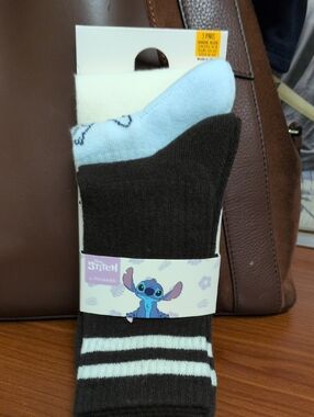 Disney Stitch Kids Socks - Brown, Light Blue, Cream